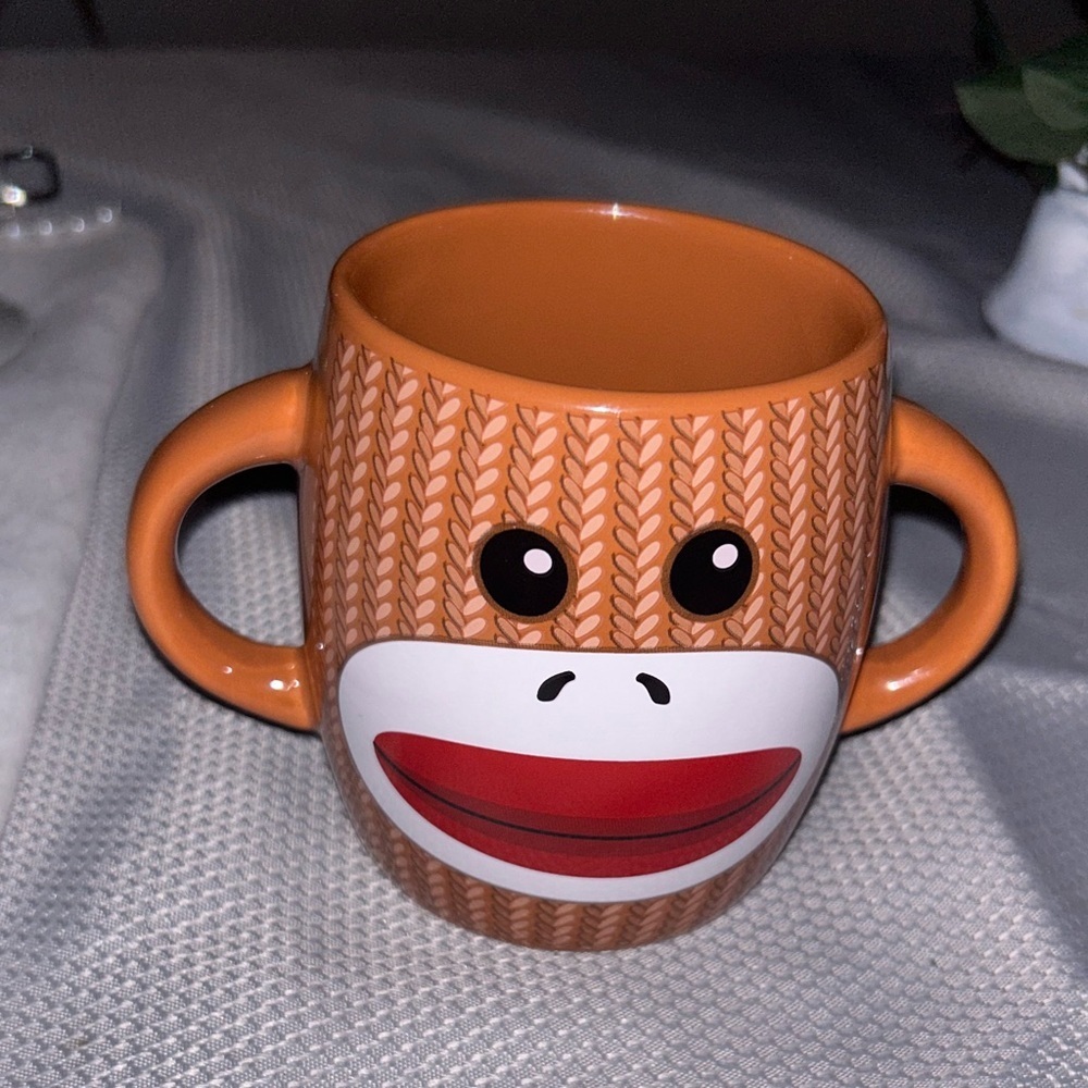 50%offw❤️Galerie Candy Sock Monkey Mug Rare find novelty cup coffee